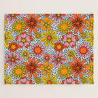 Groovy Flowers in Blue Jigsaw Puzzle Gallery Image 1