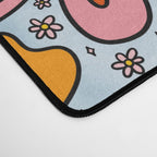 Groovy Flowers in Blue Desk Mat Gallery Image 4