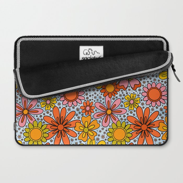 Groovy Flowers in Blue Laptop Sleeve Gallery Image 2