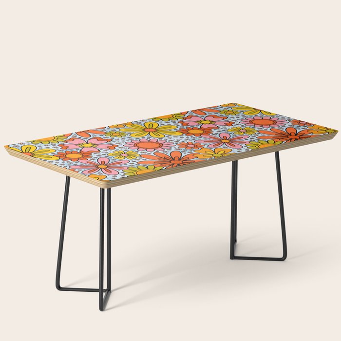 Groovy Flowers in Blue Coffee Table Gallery Image 1