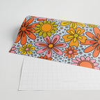 Groovy Flowers in Blue Wrapping Paper Gallery Image 2