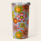 Groovy Flowers in Blue Travel Mug Gallery Image 2