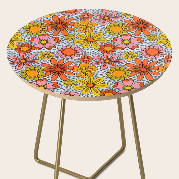 Groovy Flowers in Blue Side Table Gallery Image 2