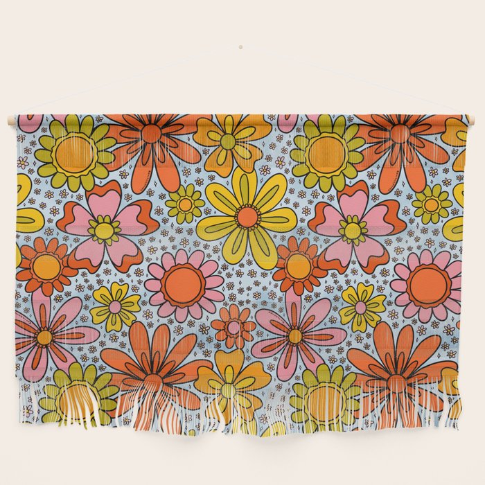 Groovy Flowers in Blue Wall Hanging Gallery Image 1