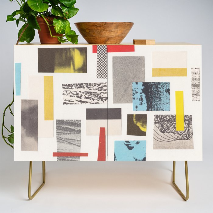 Abstract Geometric Paper Collage Credenza Gallery Image 1