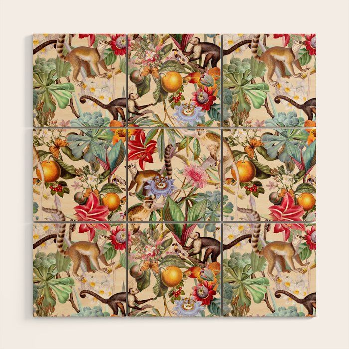 Animal and Floral Pattern Wood Wall Art Gallery Image 1