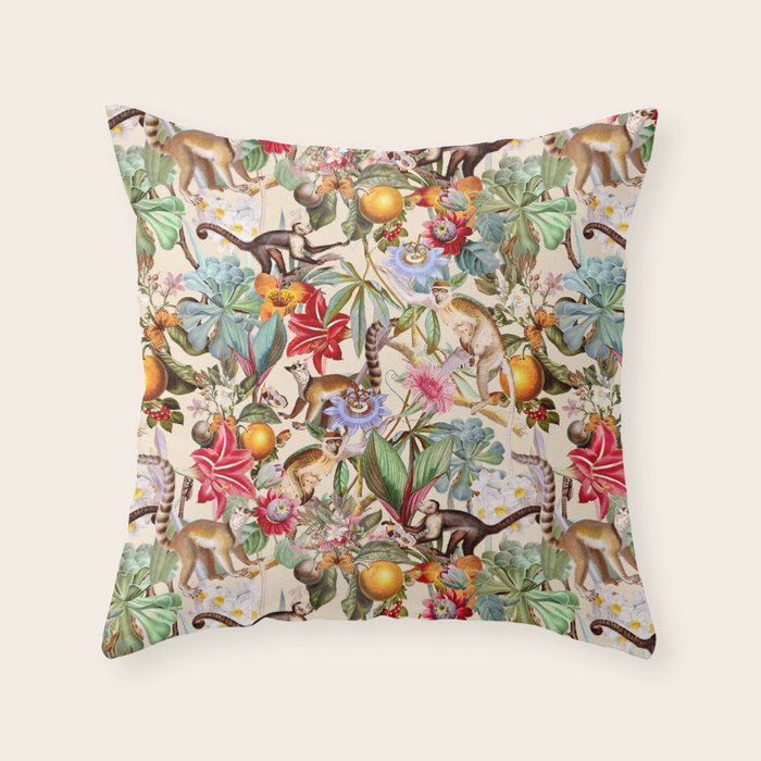 Animal and Floral Pattern Throw Pillow Gallery Image 6
