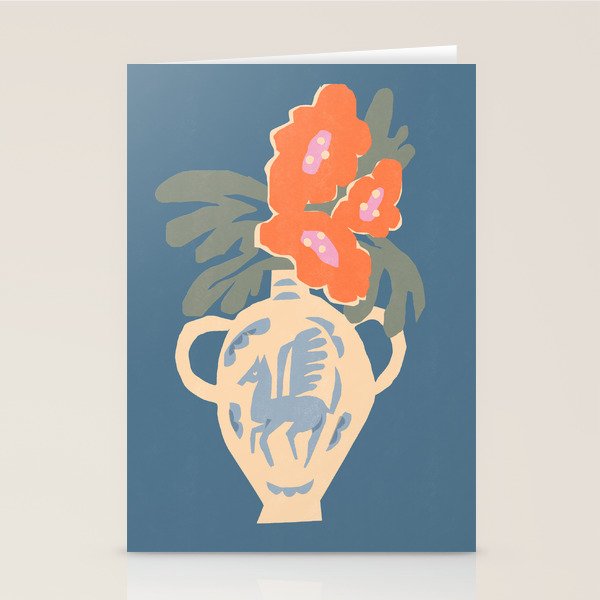 Pegasus Amphora with red flowers Stationery Card Gallery Image 2