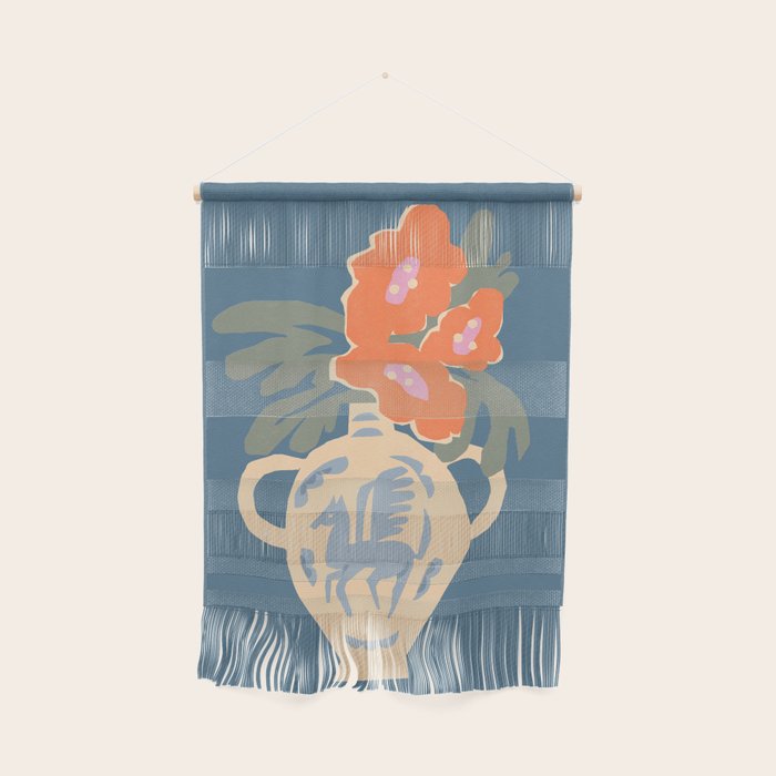 Pegasus Amphora with red flowers Wall Hanging Gallery Image 1