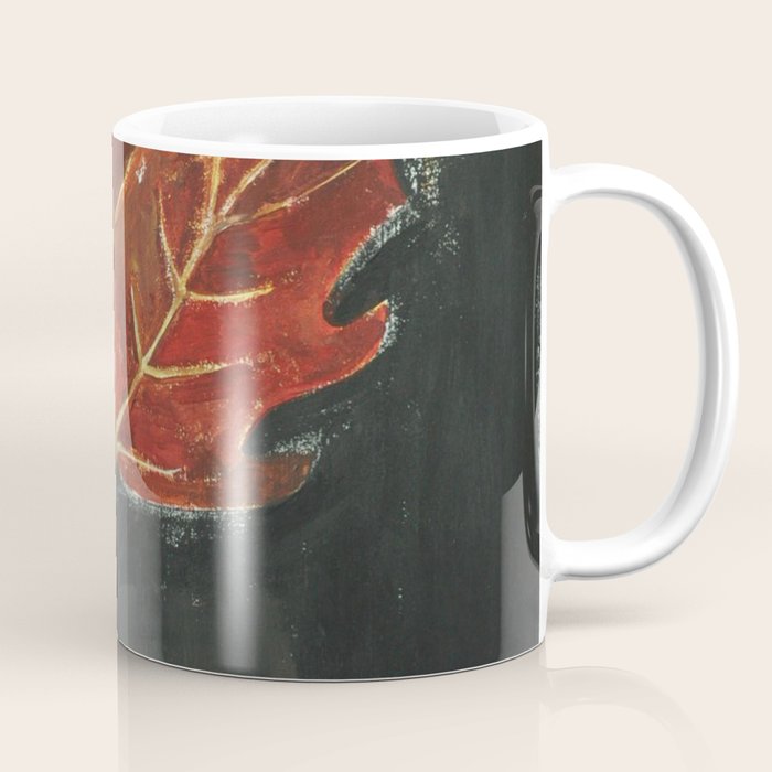 Fall Red Maple Leaf Black Background Coffee Mug Gallery Image 1