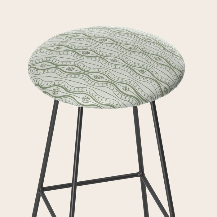 Wavy lines and tiny blooms - sage green tones pattern Stool Gallery Image 2