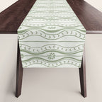 Wavy lines and tiny blooms - sage green tones pattern Table Runner Gallery Image 1