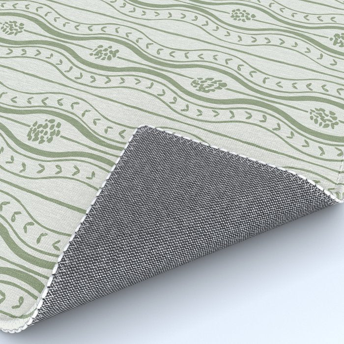 Wavy lines and tiny blooms - sage green tones pattern Rug Gallery Image 4