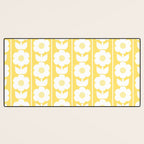 Vintage Floral Jonnty Flowers and Stripes Butter Yellow and White Cottage Stripes Desk Mat Gallery Image 3