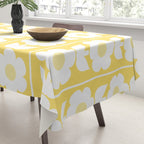 Vintage Floral Jonnty Flowers and Stripes Butter Yellow and White Cottage Stripes Tablecloth Gallery Image 3