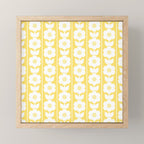 Vintage Floral Jonnty Flowers and Stripes Butter Yellow and White Cottage Stripes Mini Art Print Gallery Image 1