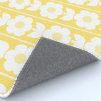 Vintage Floral Jonnty Flowers and Stripes Butter Yellow and White Cottage Stripes Rug Gallery Image 4