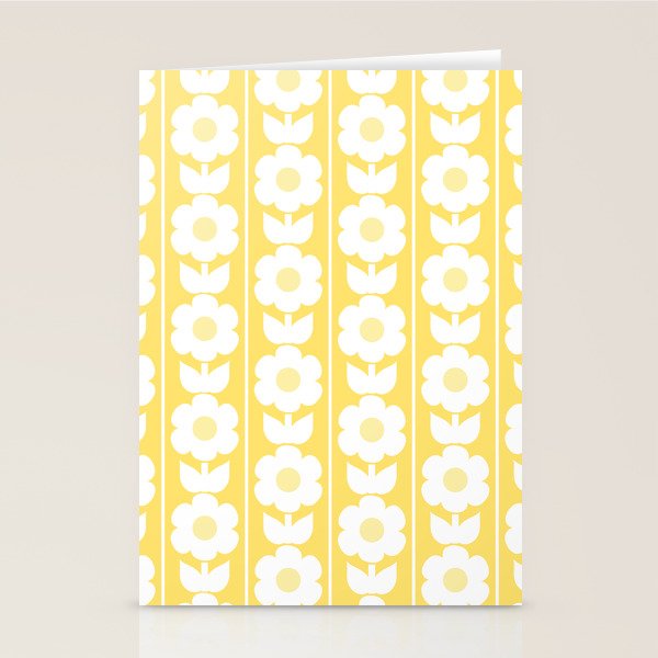 Vintage Floral Jonnty Flowers and Stripes Butter Yellow and White Cottage Stripes Stationery Card Gallery Image 2