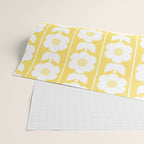 Vintage Floral Jonnty Flowers and Stripes Butter Yellow and White Cottage Stripes Wrapping Paper Gallery Image 2