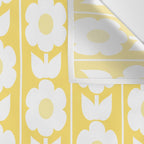 Vintage Floral Jonnty Flowers and Stripes Butter Yellow and White Cottage Stripes Wall Tapestry Gallery Image 3