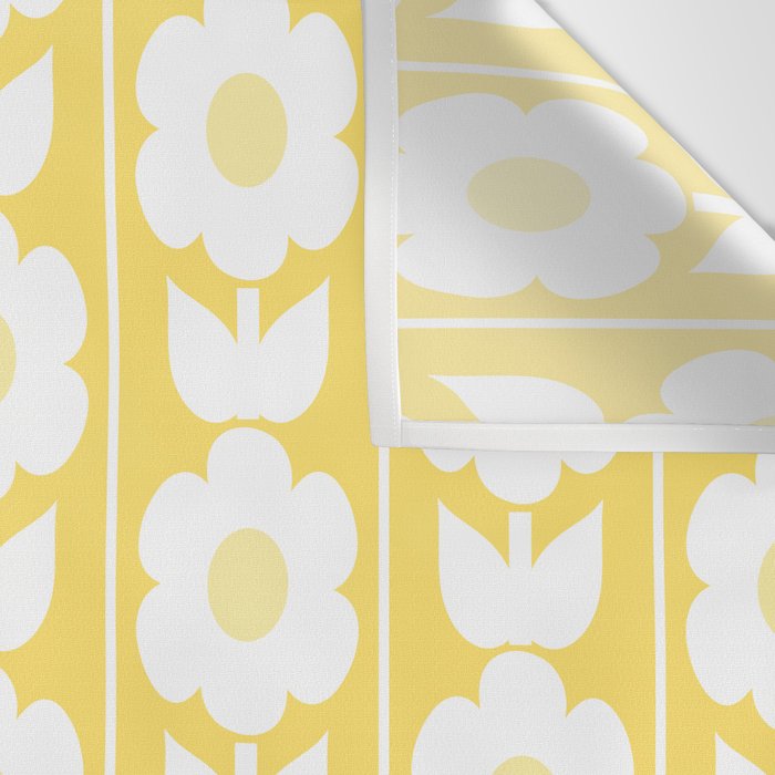 Vintage Floral Jonnty Flowers and Stripes Butter Yellow and White Cottage Stripes Wall Tapestry Gallery Image 3
