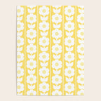 Vintage Floral Jonnty Flowers and Stripes Butter Yellow and White Cottage Stripes Poster Gallery Image 4