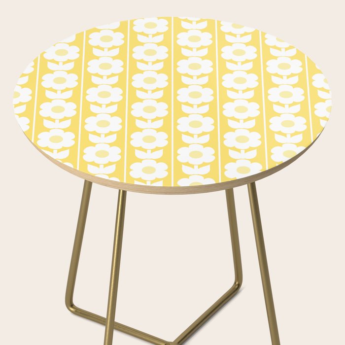 Vintage Floral Jonnty Flowers and Stripes Butter Yellow and White Cottage Stripes Side Table Gallery Image 2