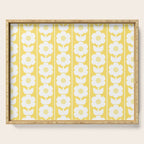 Vintage Floral Jonnty Flowers and Stripes Butter Yellow and White Cottage Stripes Serving Tray Gallery Image 1