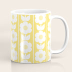 Vintage Floral Jonnty Flowers and Stripes Butter Yellow and White Cottage Stripes Coffee Mug Gallery Image 1