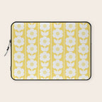 Vintage Floral Jonnty Flowers and Stripes Butter Yellow and White Cottage Stripes Laptop Sleeve Gallery Image 1