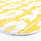 Vintage Floral Jonnty Flowers and Stripes Butter Yellow and White Cottage Stripes Bath Mat Gallery Image 3