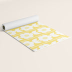 Vintage Floral Jonnty Flowers and Stripes Butter Yellow and White Cottage Stripes Yoga Mat Gallery Image 2