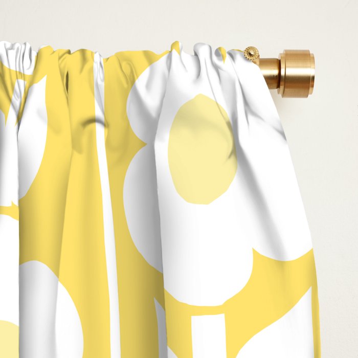 Vintage Floral Jonnty Flowers and Stripes Butter Yellow and White Cottage Stripes Window Curtain Gallery Image 2