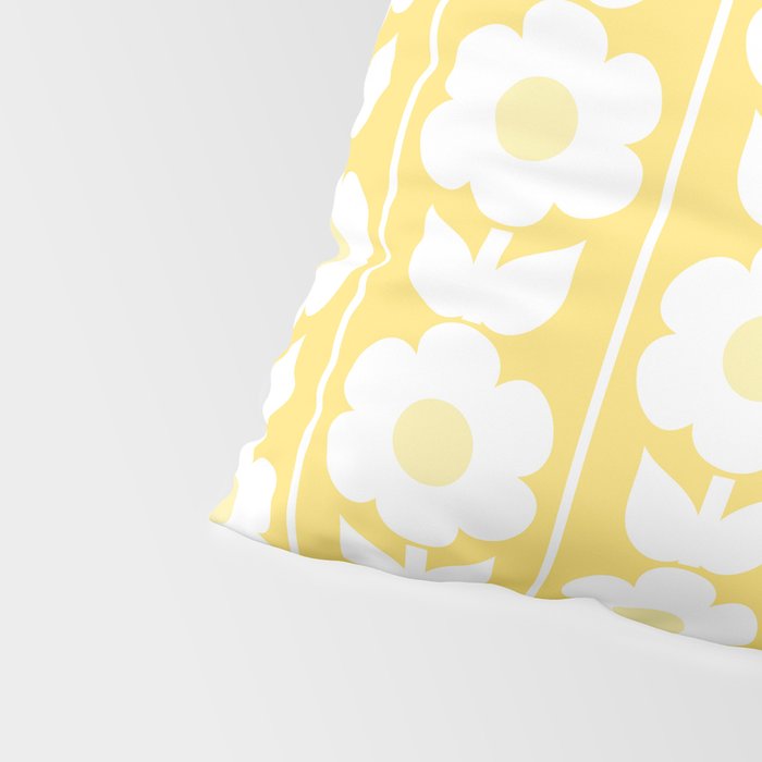Vintage Floral Jonnty Flowers and Stripes Butter Yellow and White Cottage Stripes Pillow Sham Gallery Image 4