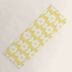 Vintage Floral Jonnty Flowers and Stripes Butter Yellow and White Cottage Stripes Yoga Mat Gallery Image 1