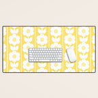 Vintage Floral Jonnty Flowers and Stripes Butter Yellow and White Cottage Stripes Desk Mat Gallery Image 1