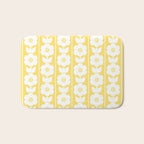 Vintage Floral Jonnty Flowers and Stripes Butter Yellow and White Cottage Stripes Bath Mat Gallery Image 1