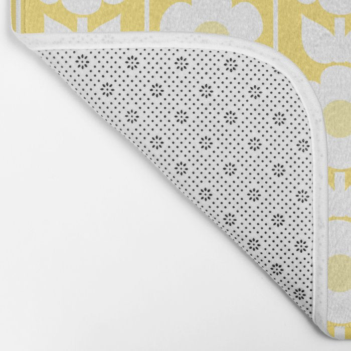 Vintage Floral Jonnty Flowers and Stripes Butter Yellow and White Cottage Stripes Bath Mat Gallery Image 2
