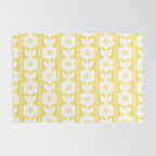 Vintage Floral Jonnty Flowers and Stripes Butter Yellow and White Cottage Stripes Rug Gallery Image 2