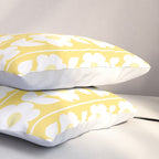 Vintage Floral Jonnty Flowers and Stripes Butter Yellow and White Cottage Stripes Pillow Sham Gallery Image 3