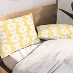 Vintage Floral Jonnty Flowers and Stripes Butter Yellow and White Cottage Stripes Pillow Sham Gallery Image 2
