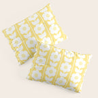 Vintage Floral Jonnty Flowers and Stripes Butter Yellow and White Cottage Stripes Pillow Sham Gallery Image 3