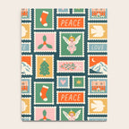 Vintage christmas postage stamp pattern Notebook Gallery Image 4