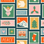 Vintage christmas postage stamp pattern Coffee Mug Gallery Image 2