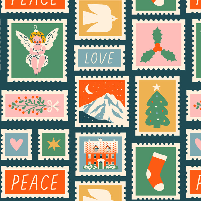 Vintage christmas postage stamp pattern Coffee Mug Gallery Image 2