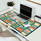 Vintage christmas postage stamp pattern Desk Mat Gallery Image 2