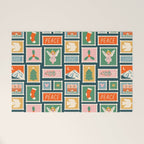 Vintage christmas postage stamp pattern Welcome Mat Gallery Image 1