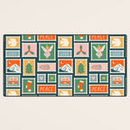 Vintage christmas postage stamp pattern Desk Mat Gallery Image 3