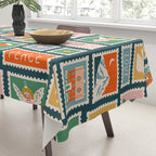 Vintage christmas postage stamp pattern Tablecloth Gallery Image 3