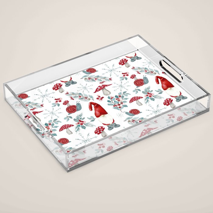 Gnome For The Holidays - Christmas Pattern Acrylic Tray Gallery Image 1